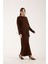 Triko Uzun Etek Bluz Takım Kahve Koyu Kahve 6