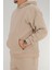 Erkek Bej Oversize Kapüşonlu Sweatshirt 3 Iplik Şardonlu Kanguru Cepli 6