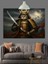 Samuray Kasklı Kedi Savaşçı Figürü Dekoratif Kanvas - Mdf Ahşap Tablo 1