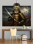 Samuray Kasklı Kedi Savaşçı Figürü Dekoratif Kanvas - Mdf Ahşap Tablo 2