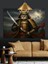 Samuray Kasklı Kedi Savaşçı Figürü Dekoratif Kanvas - Mdf Ahşap Tablo 4