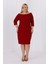 Kadın Bordo Carmen Yaka Truvakar Kol Büyük Beden Esnek Krep Elbise 3