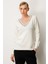 Kadın Yakası Taşlı Triko Kazak 65314 Ekru 2