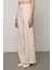 Kadın Şerit Gül ve Taş Detaylı Düz Renk Beli Lastikli Bol Paça Pantolon 3