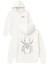 Pırlantalı Sipder Tasarım Baskılı Oversize Beyaz Kapüşonlu Sweatshirt 1
