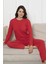 Pamuklu Kalın Kışlık Interlok Şeritli Uzun Kollu Örme Pijama Takımı 1