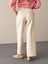 Kadın Ekru Regular Fit Geniş Paça Pantolon 8