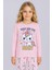 Kız Çocuk Baskılı Uzun Kollu %100 Pamuklu Pijama Takımı 2
