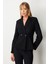 Kadın Kruvaze Yaka Çıtçıtlı Ceket 5155 Siyah 2