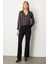 Kadın Beli Kalın Lastikli Ispanyol Paça Pantolon 1105 Siyah 2