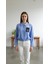 Kadın Uzun Kollu Beli Lastikli Mavi Gömlek 3