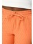 Kadın Rahat Kalıp Beli Lastikli Desenli Turuncu Pantolon 2
