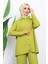 Yağ Yeşili Gömlek Yaka Düğmeli Pantolonlu Triko Takım 3