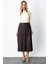 Kadın Kırışık Görünümlü Midi Etek 64209 Kahverengi 1