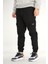 Erkek Siyah Kargo Cepli Jogger Pantolon Rahat Kesim Pamuklu Lastikli Paça 3