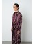 Kadın Bordo Renk Desenli Uzun Tunik Tesettür Gömlek - Elbise 3