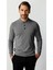 Gri Standart Fit Dar Kalıp Polo Yaka Düz Uzun Kollu Rayon Triko 1