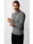 Gri Standart Fit Dar Kalıp Polo Yaka Düz Uzun Kollu Rayon Triko 2
