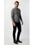 Gri Standart Fit Dar Kalıp Polo Yaka Düz Uzun Kollu Rayon Triko 5