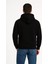 Erkek Üç Iplik Kapüşonlu Kanguru Cepli Sweatshirt Hoodie - Siyah 3