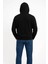 Erkek Üç Iplik Kapüşonlu Kanguru Cepli Sweatshirt Hoodie - Siyah 4