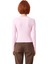 Kadın Fitted Viskoza Elastan Karışımlı Bluz Pembe Bisiklet Yaka Crop Kesim Uzun Kollu Tüm Sezonlar 2