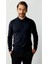 Lacivert Standart Fit Dar Kalıp Polo Yaka Düz Uzun Kollu Rayon Triko 1