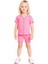 Kız Çocuk V Yaka Düz Örme Kısa Kollu Üst ve Şort Takımı Kaliteli Şık Rahat Günlük 1