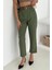Yıkamalı Pamuk Yağmur Gabardin Yüksek Bel Pantolon Haki 3
