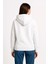 Kadın Üç Iplik Kapüşonlu Kanguru Çepli Sweatshirt Hoodie - Beyaz 2