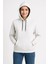 Kadın Üç Iplik Kapüşonlu Kanguru Çepli Sweatshirt Hoodie - Beyaz 4