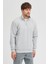 Unisex Regular Fit Rahat Kesim Pamuklu Içi Polarlı Yarım Fermuarlı Gri Dik Yaka Sweatshirt 2