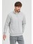 Unisex Regular Fit Rahat Kesim Pamuklu Içi Polarlı Yarım Fermuarlı Gri Dik Yaka Sweatshirt 3