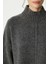 Kadın Wonder Yumuşacık Dik Yaka Antrasit Yırtmaçlı Oversize Triko Kazak 3