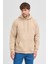 Erkek Bej Standart Fit Normal Kesim Içi Polarlı 3 Iplik Kapüşonlu Pamuklu Sweatshirt 1
