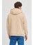 Erkek Bej Standart Fit Normal Kesim Içi Polarlı 3 Iplik Kapüşonlu Pamuklu Sweatshirt 5