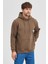 Erkek Kahverengi Standart Fit Normal Kesim Içi Polarlı 3 Iplik Kapüşonlu Pamuklu Sweatshirt 1