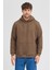 Erkek Kahverengi Standart Fit Normal Kesim Içi Polarlı 3 Iplik Kapüşonlu Pamuklu Sweatshirt 2