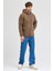 Erkek Kahverengi Standart Fit Normal Kesim Içi Polarlı 3 Iplik Kapüşonlu Pamuklu Sweatshirt 3