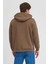 Erkek Kahverengi Standart Fit Normal Kesim Içi Polarlı 3 Iplik Kapüşonlu Pamuklu Sweatshirt 5