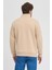 Unisex Regular Fit Rahat Kesim Pamuklu Içi Polarlı Yarım Fermuarlı Bej Dik Yaka Sweatshirt 5