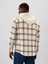 Erkek Kırık Beyaz Hoodie Standard Fit Flannel Gömlek 8