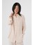 Kadın %100 Keten Yarasa Kol Düz Oversize Gömlek 1