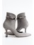 Topuklu Gri Süet Kadın Açık Bot Bilekten Ayarlanabilir Tokalı Model 5