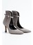 Topuklu Gri Süet Kadın Açık Bot Bilekten Ayarlanabilir Tokalı Model 7