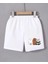 Kadın Beli Lastikli Baskılı Mini Şort - Beyaz 1