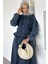 Ön Düğmeli Fırfırlı Jean Kot Ceket Etek Tesettür Ikili Takım P-00018910 3