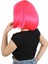 Küt Kahküllü Fiber Sentetik Peruk - Neon Pembe 3