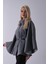 Gri Önü Düğme Kapamalı Kemerli Yakası Kürklü Panço 47122714.06 5
