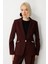 Kadın Omzu Vatkalı Düğme Aksesuarlı Ceket 5017 Bordo 1